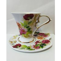 Чайная пара 275 см3 "Юбилейная" с позолотой. Добруш.  АУКЦИОН не с рубля.