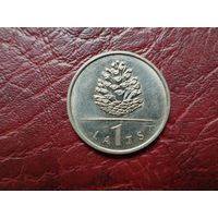 1 лат Латвия 2006 г. Шишка.