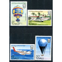 Тувалу - 1983г. - воздушные шары, дирижабли, самолёты, 200 лет авиации - 4 марки - полная серия, MNH с небольшими повреждениями клея [Mi 199-202]. #3-WB-83-B-2