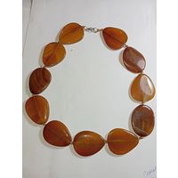Колье из Сердолика . Распродажа винтажный бижутерии с натуральными камнями .