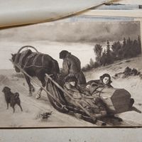 Похороны крестьянина. Энциклопедическая гравюра СПБ. 19-20века 24х16см.     РАСПРОДАЖА КОЛЛЕКЦИИ.