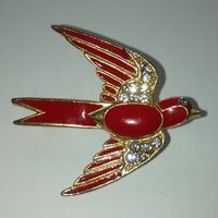 Винтажная брошь. Эмаль, кристаллы.