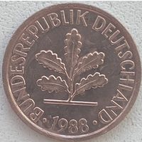 Германия 1 пфенниг 1988 г. D