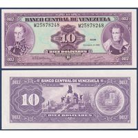 Венесуэла, 10 боливаров 1992 г., P-61с (М, Симон Боливар и Антонио Сукре), UNC-