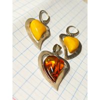 Серьги  и кулон Янтарь Серебро ? С 1 рубля