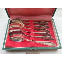 Комплект чайных мельхиоровых ложек в коробке. МНЦ, 14 см