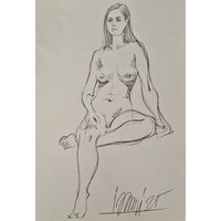 "Обнажённая сидящая" набросок а4