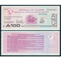 Аргентина (Тукуман) 100 аустраль 1991 год, P-S2715c, UNC