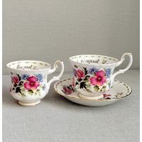Чайная, кофейная пара Royal Albert Англия 1970 г Костяной фарфор