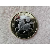 Китай 10 год лошади, чек. блеск с рубля