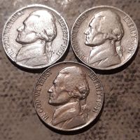 5 центов  1941 P D S США Джеферсон все 3 МД