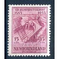 Британские колонии - Ньюфаундленд - 1933г. - Гилберт на борту корабля, 350 лет перехода владения Ньюфаундлендом Хемфри Гилберту, 15 с - 1 марка - MH [Mi 210]. #3-WB-82-A-1