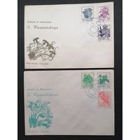 Польша 1974 Два КПД с полной серией марок "Цветочная живопись Станислава Виспянского" (спецгашение) Mi.2296-2301 каталог 2.50 евро