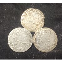 3 монеты по 6 грошей Сигизмунд 3 Ваза