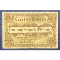 Нотгельд 25 пфеннигов 1920 год. Ганновер. Веймарская республика