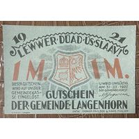 Нотгельд 1 марка 1922 год. Лангенхорн. Веймарская республика
