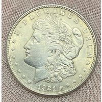 Монета 1 доллар 1921 год. США. Доллар Моргана. Монетный двор Филадельфия