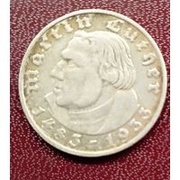 2 марки 1933F. Мартин Лютер. Тираж 100000