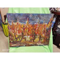 Картина два масло  художник К. Сайфугалиев 1992 год самая привлекательная цена трёхдневный аукцион