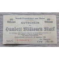 Werty71 Германия 100000000 марок 1923 банкнота Гроссгельд 100 миллионов Франкфурт-на-Майне