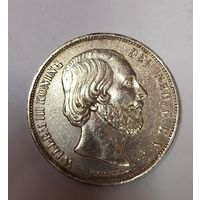 2 1/2 Гульдена 1867 Нидерланды - крупное серебро 19 века 945 пробы!