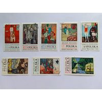 Марки   Живопись Польша 1970 год   8 шт -  5,00 руб