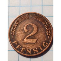 2 пфеннига Германия 1970 D