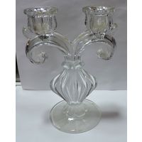 Подсвечник стеклянный 80-е годы. Высота 19.7 см.