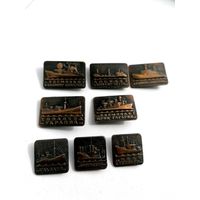 Набор знаков Корабли, редкие, тяжёлый металл, торги с Рубля