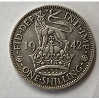 1942 год Англия шиллинг  серебро