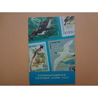 Календарик 1989 г.  Коллекционируйте почтовые марки СССР.  Птицы.
