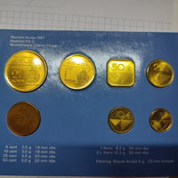 Аруба официальный набор из 6 монет +жетон Нидерланды 1987 год в  буклете..