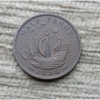 Werty71 Великобритания 1/2 пенни 1938 Корабль Георг 6