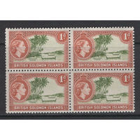 Британские Соломоновы острова /British Solomon Islands 1956** Залив Каноэ, Елизавета II  Квартблок Mi#82