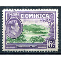 Британские колонии - Доминика - 1938/47г. - ландшафты, король Георг VI, 6 P - 1 марка - MH [Mi 100]. #4-B6-116-A-1