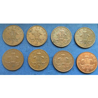 Великобритания 2 пенса 1985, 1987, 1988, 1989, 1990, 1991, 1993, 1997