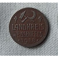 Немецкая монета номиналом 10 пфеннигов 1918 года, выпущенная в качестве нотгельда (экстренных денег) для района Вайсенфельс.