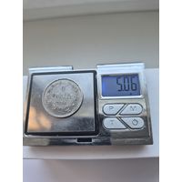 1 марка Россия для Финляндии 1890 года. Серебро 868. Монета не чищена. П45674.