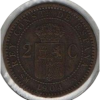 КОРОЛЕВСТВО ИСПАНИЯ 2 СЕНТИМО 1904. ХОЛДЕР