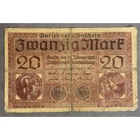 Банкнота 20 марок 1918 год. Германская империя. С рубля без МЦ.
