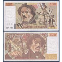 Франция, 100 франков 1986 г., P-154b (H, живописец Делакруа), VG