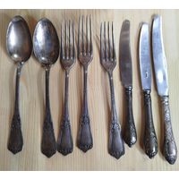 Ножи , ложки, вилки мельхиор 8 шт.. СССР с рубля!