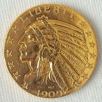 5 $ США 1909D.