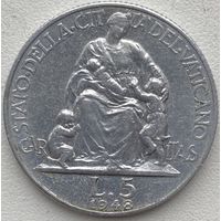 Ватикан 5 лир 1948 г.