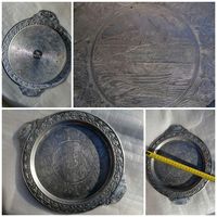 Соцреализм, агитация, алюминиевый поднос с моторной лодкой.