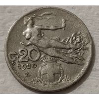 Италия 20 чентезимо, 1920 Старый тип: Женщина с колосом (14-14-20)
