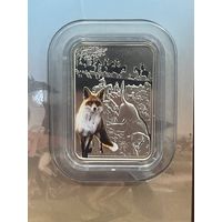 Коллекционная серебряная монета Ниуэ номиналом 1 доллар 2012 года выпуска, посвященная теме Охота на лис