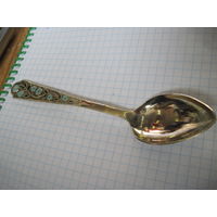 Ложка советская чайная 875 пробы с позолотой 14 см.