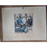 Карикатура для обложки журнала "Вампир" 1906 г. Евреинов Л.М.