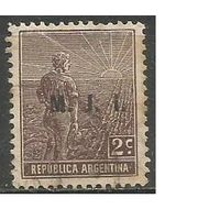 Аргентина. Крестьянин. Доплатная марка. Надпечатка. 1911г. Mi#158.